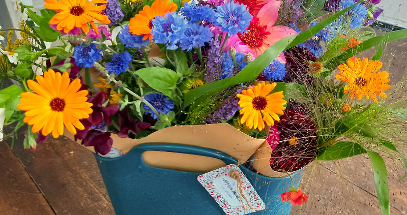 artisan meadow flower bucket